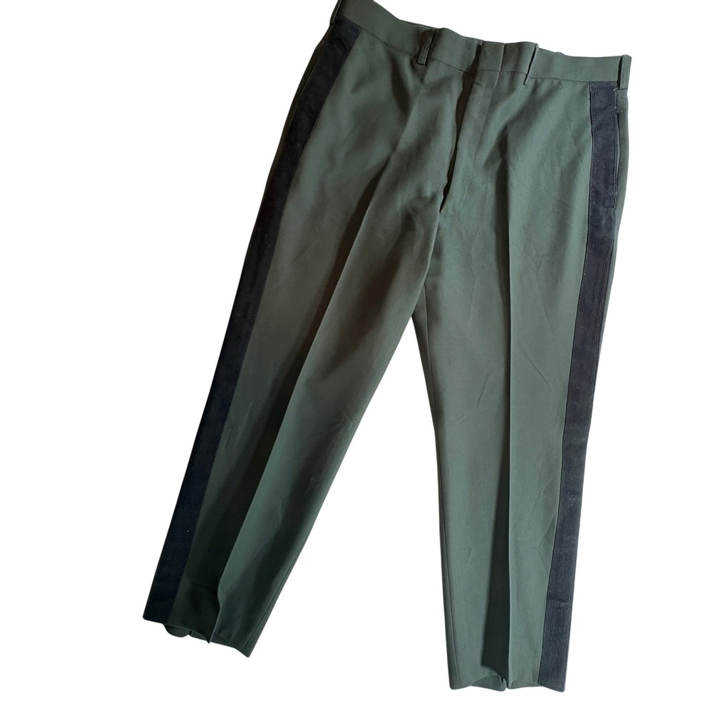 Davis Clothing Company Military Dress Pants Mens 36x28 Green Black Side Stripe